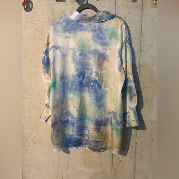 Zara tie-dye satin effect oversized blouse. - Picture 3 of 5